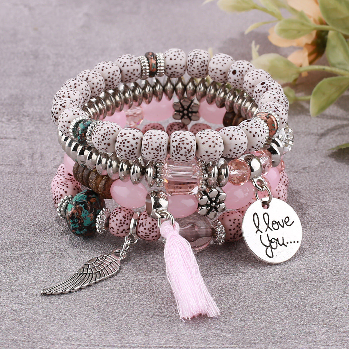 Wholesale Bohemian Multi layered Creative Tassel Bodhi Wings Love Fashion Bracelet