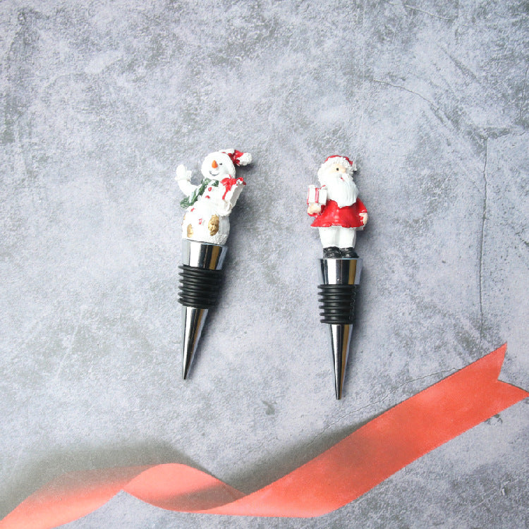 Wholesale Christmas Wine Cork Old Man Gift Resin Metal Red Wine Cork