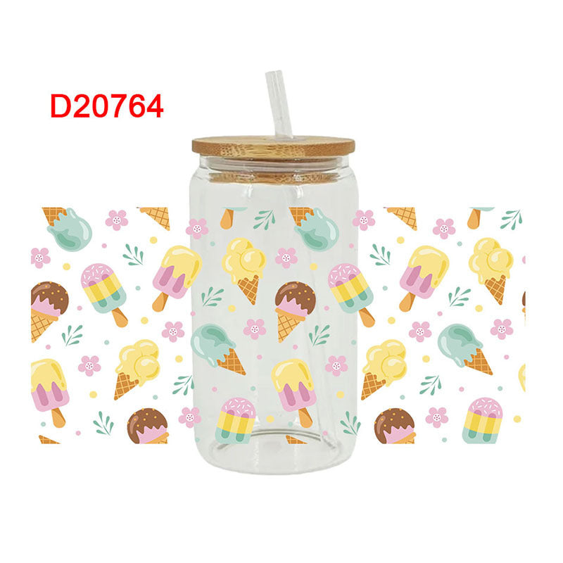 Wholesale Ice cream milk bread and snack series  16oz Cup UV DTF Wraps