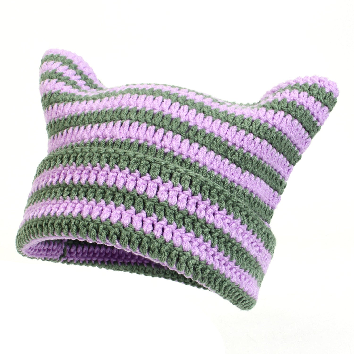 Wholesale Crochet Wool Cat Ears Striped Hat