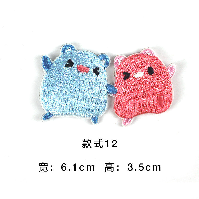 Wholesale Cloth Embroidery Patches Cartoon Animal Designs Self Adhesive Decorative Fashion Accessory For Clothing Towel DIY