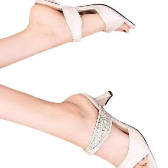 Wholesale Mid-high Heel Women's Outwear Sandals Summer Thick Heel Sandals All-match Slippers