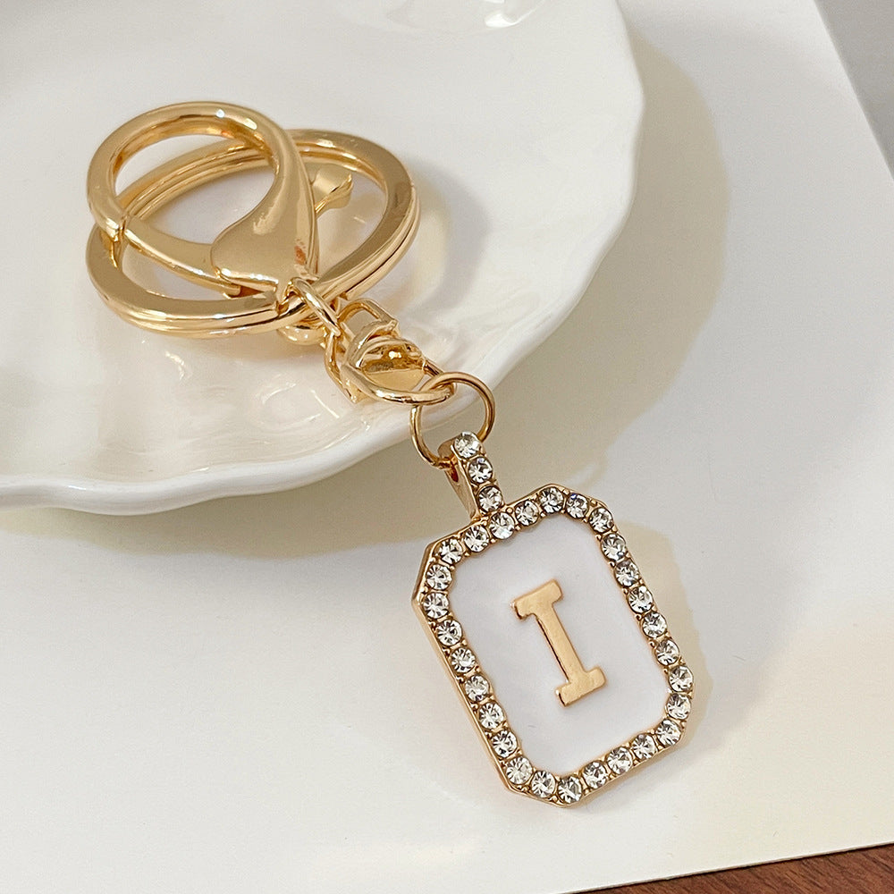 Wholesale 26 Letters Diamond-drip Oil Key Chain