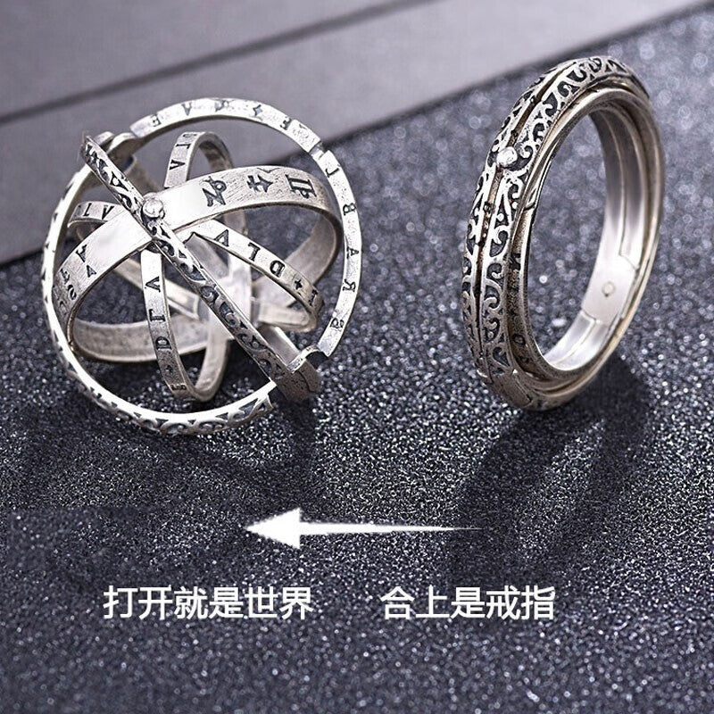 Wholesale Silver Astronomical Ball Pendant Deformable Ring