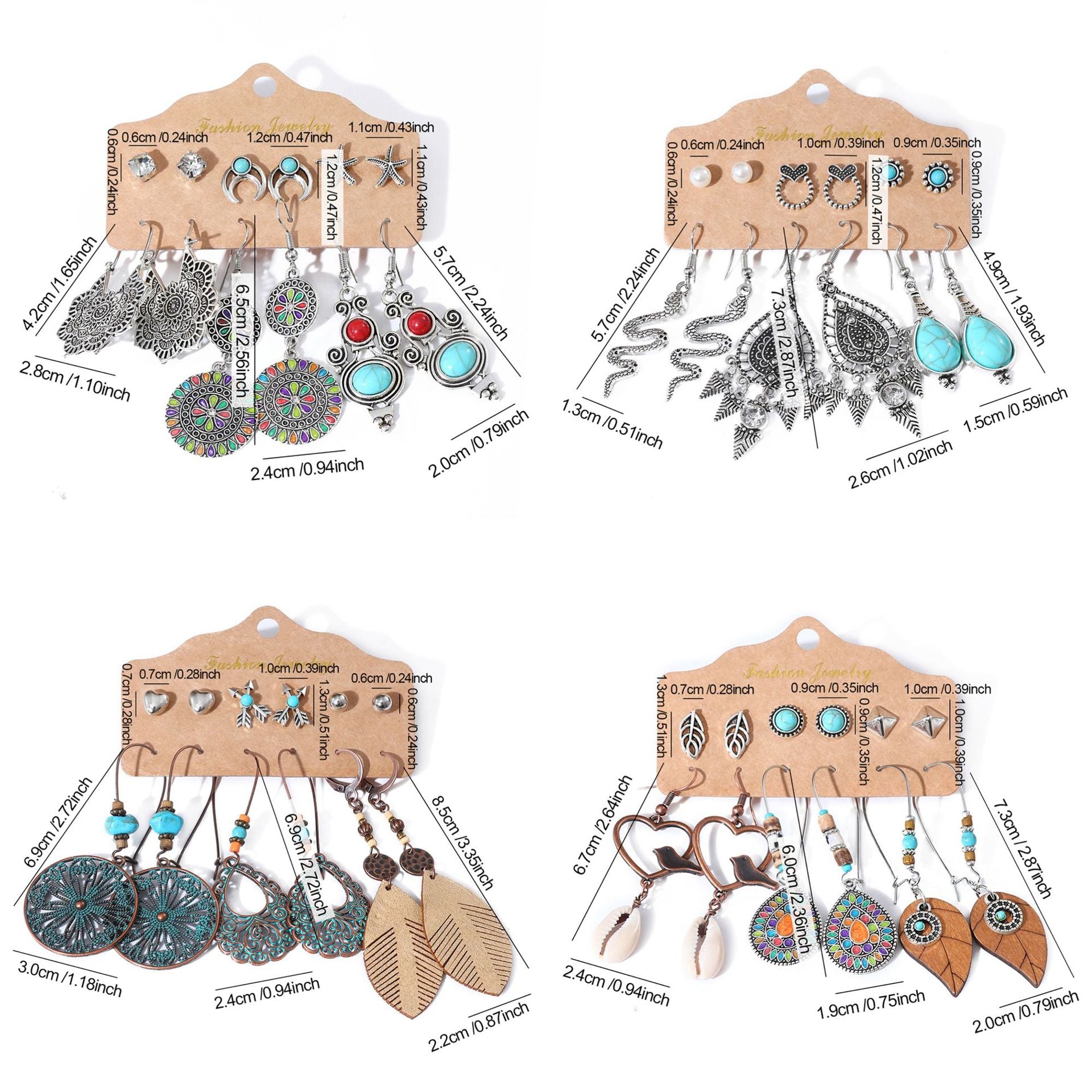 Wholesale Trendy Bohemian Retro Earring Set Silver Tone Turquoise Zinc Alloy With Ethnic Bird Motif Fashion Accessory For Gift And Resale
