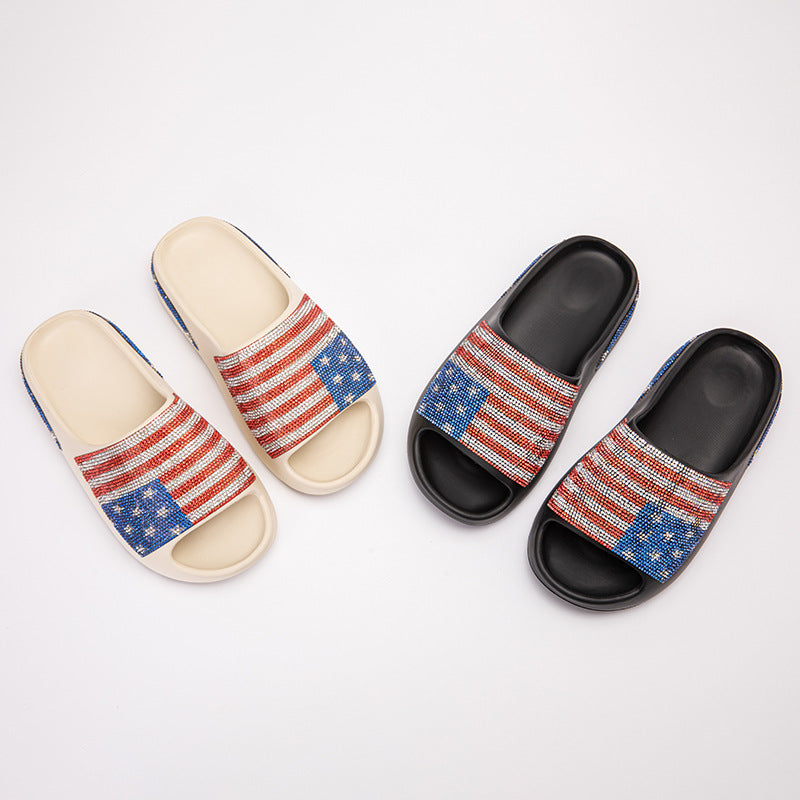 Wholesale American Independent Coconut Slippers with Diamonds