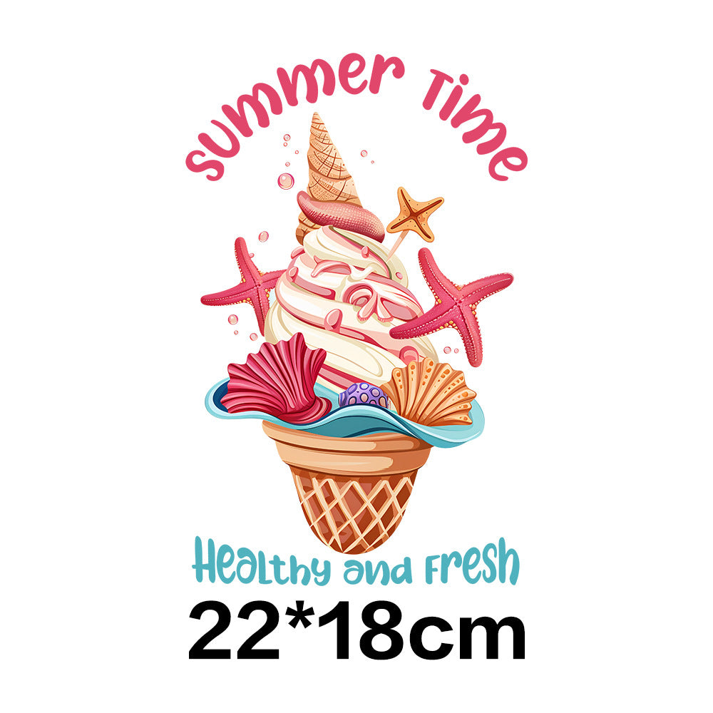Wholesale 10pcs Summer Tropical Ice Cream UV DTF Ready to Press Transfers Wraps