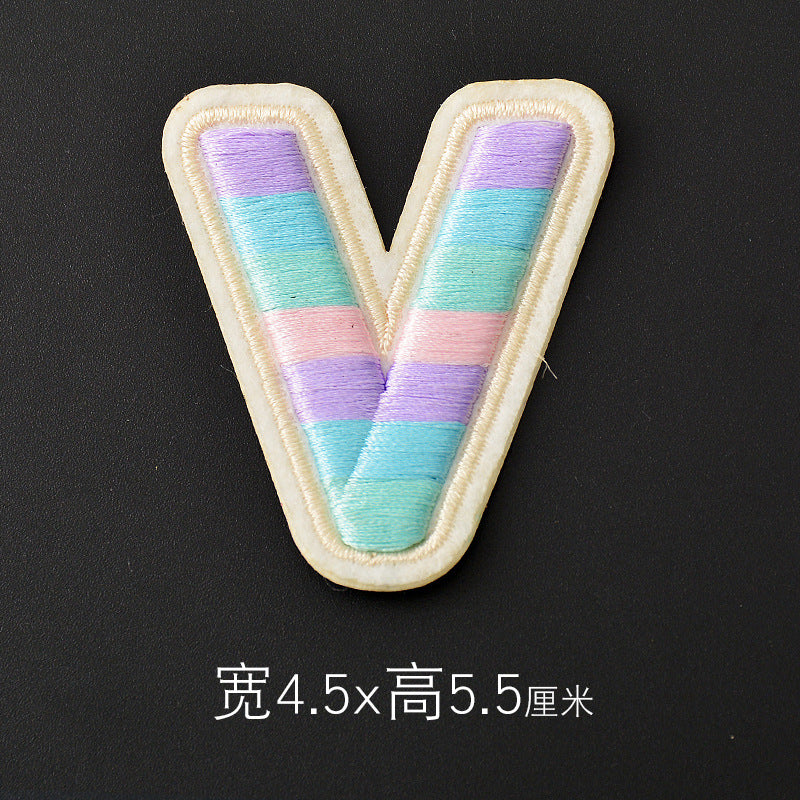 Wholesale Polyester 3D Embroidered Letter Patches Rainbow Self Adhesive DIY Fabric Appliques For Clothing Bags Shoes Hats Boutique Resale
