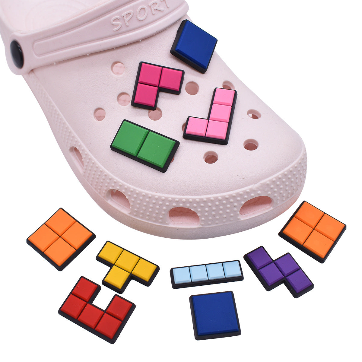 Wholesale Random 100pcs PVC Cartoon Fun Tetris Hole Shoe Buckle DIY Accessories