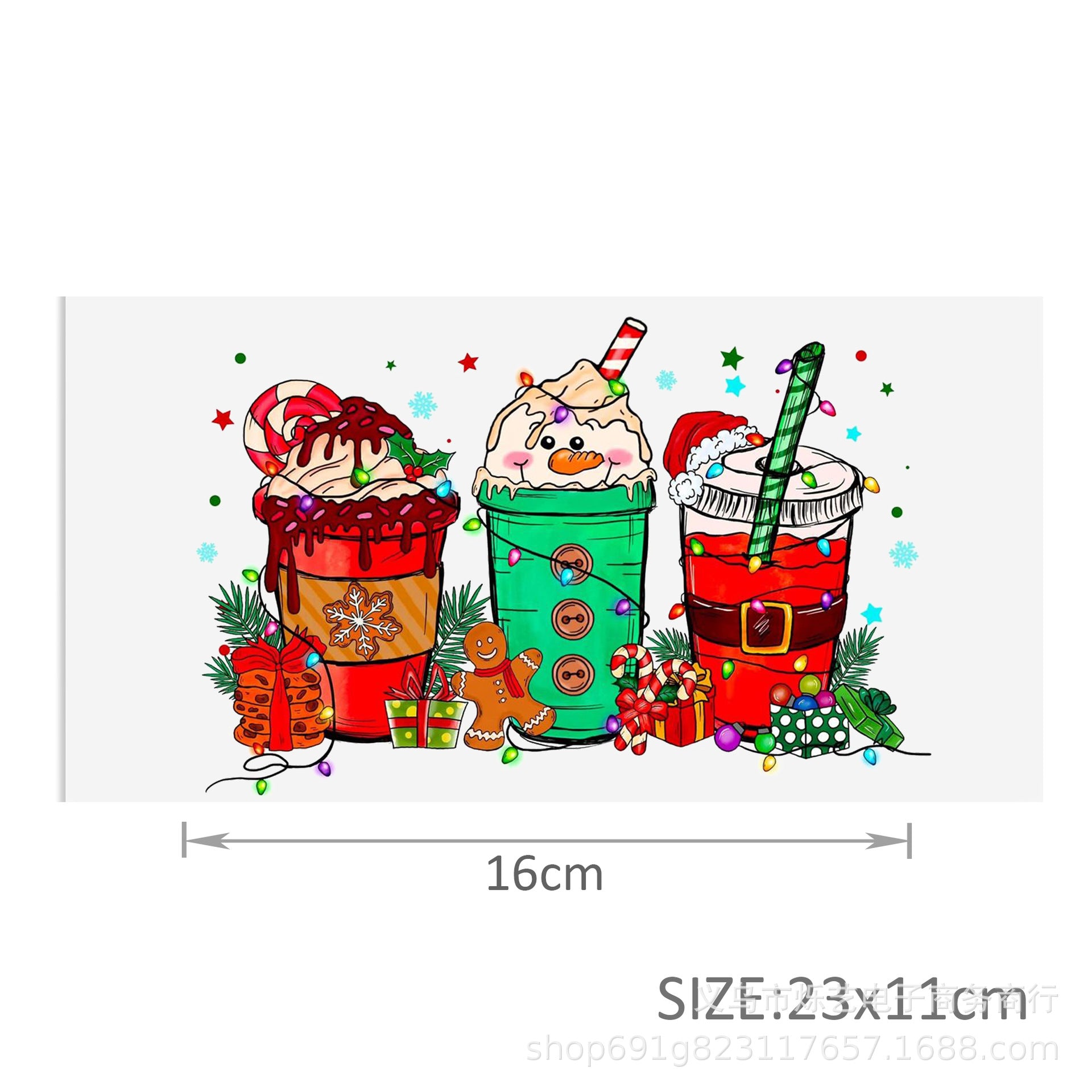 Wholesale Christmas series of ice cream cartoons   16oz Cup UV DTF Wraps