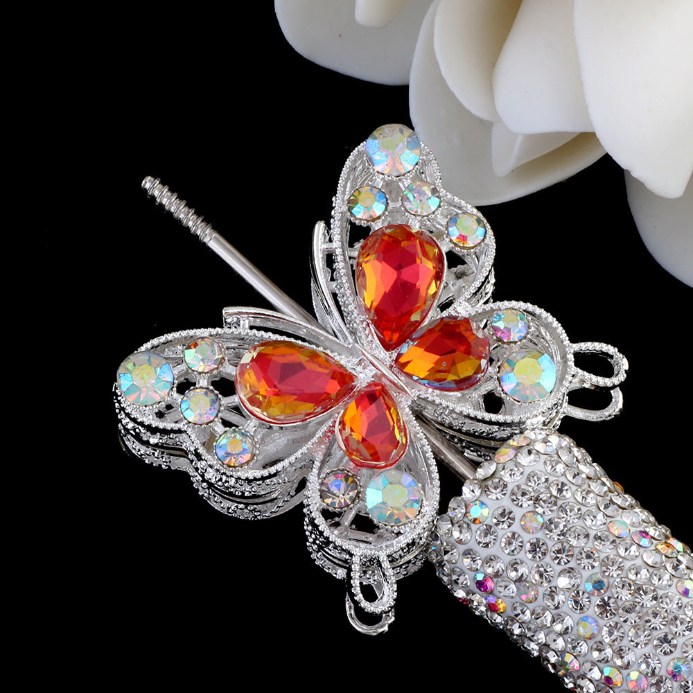 Wholesale 10pcs double-sided alloy butterfly crystal diamond beads