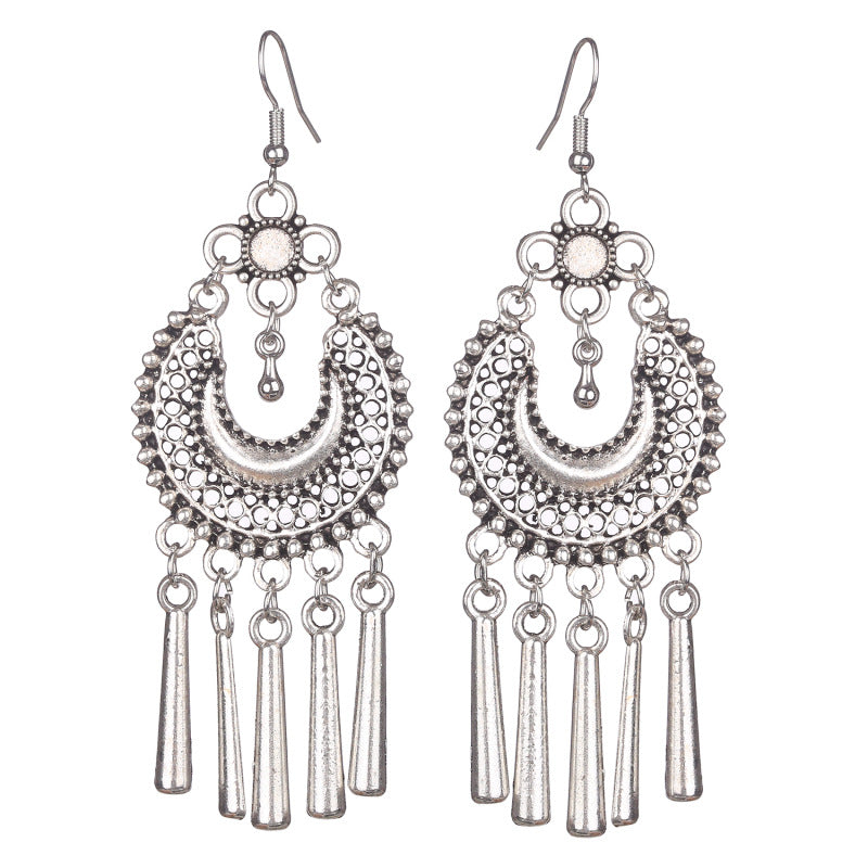 Wholesale 2 Pairs/Pack Bohemian Ethnic Style Retro Alloy Tassel Earrings