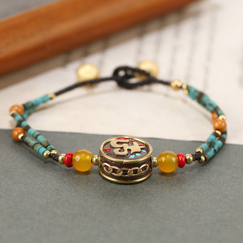 Wholesale Tibetan Retro Nepalese Braided Bell Bracelet
