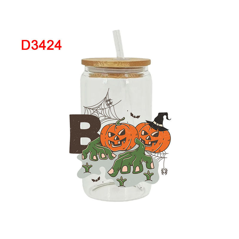 Wholesale Pumpkin Halloween  16oz Cup UV DTF Wraps