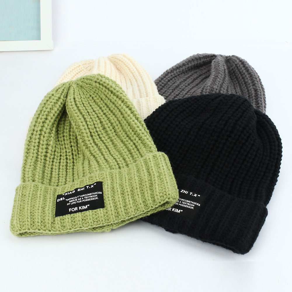 Wholesale Autumn and Winter Letter Patch Knitted Acrylic Beanie