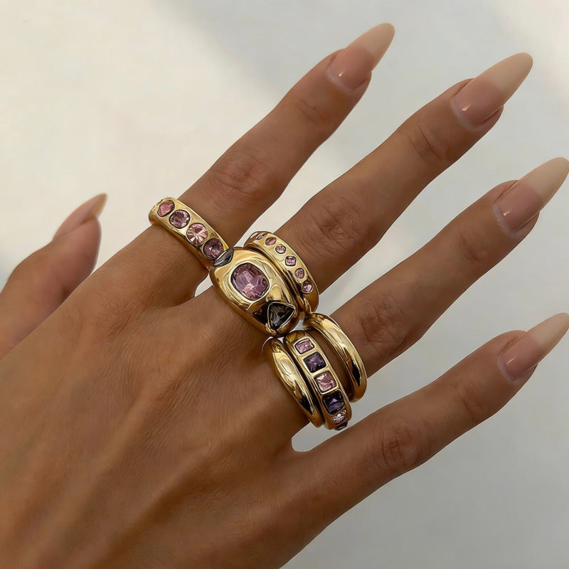 Wholesale Geometric Retro Irregular Diamond Set Ring Set