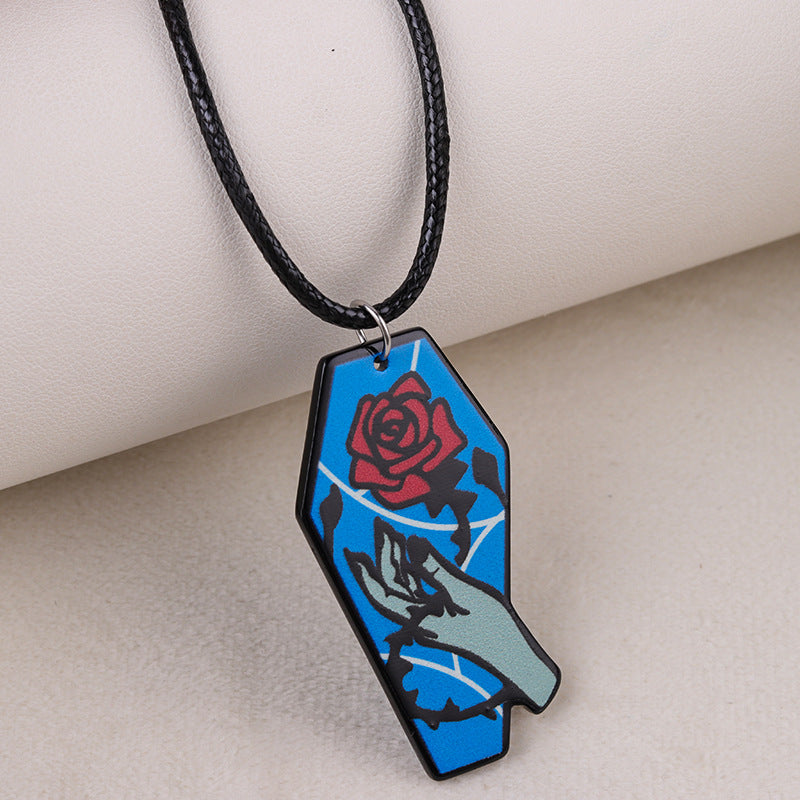 Wholesale Creative Skull Rose Acrylic Personalized Retro Fun Necklaces
