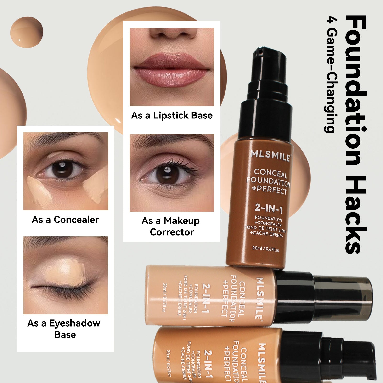 Wholesale MLSMILE Liquid Foundation Lasting Waterproof and Sweat-proof, Easy To Open The Oil Control Concealer Foundation