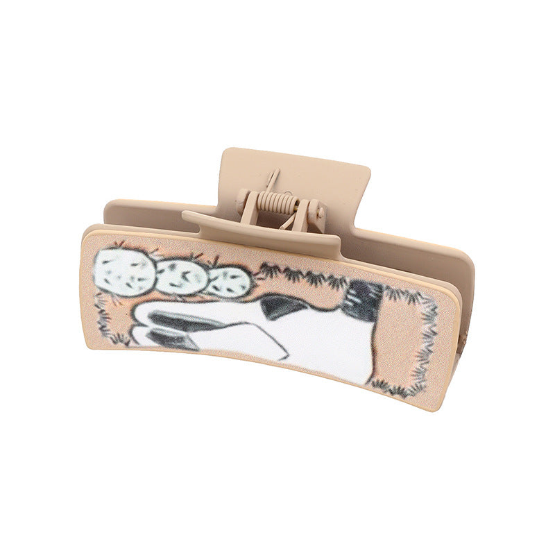 Wholesale Western Denim Wind Cactus Leather Women's Hairpin Grab Clip Shark Clip