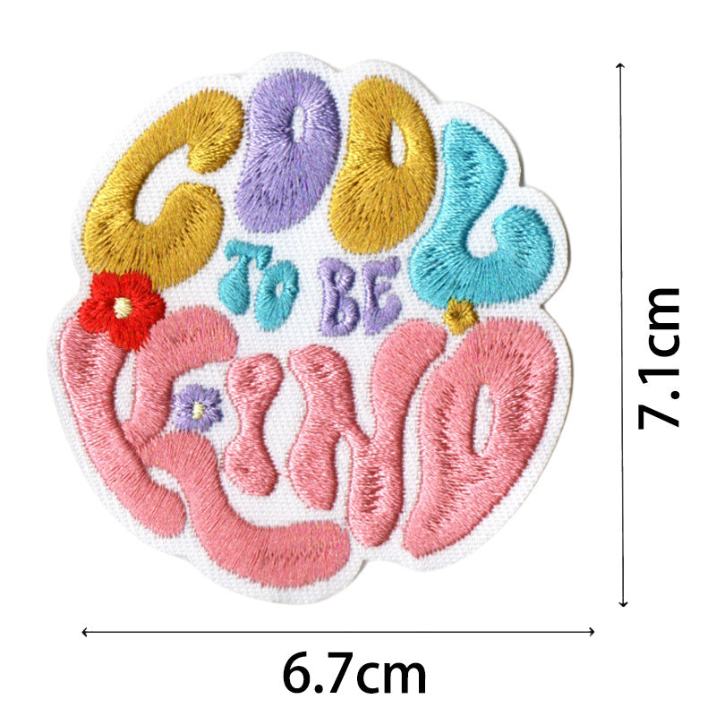 Wholesale Bohemian embroidered fabric patch with positive energy quotes for bags  DIY Patches