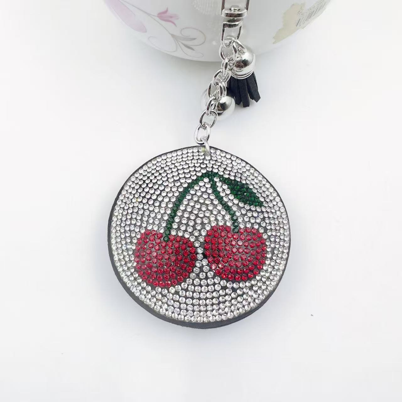 Wholesale Trendy Strawberry Design Rhinestone Keychain Decorative Bag Charm For Everyday Use