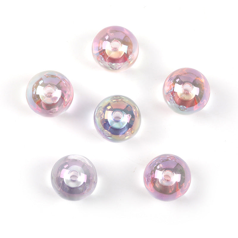 Wholesale 100pcs 16mm Acrylic Color UV Electroplating Round Beads Diy Jewelry Accessories Beads