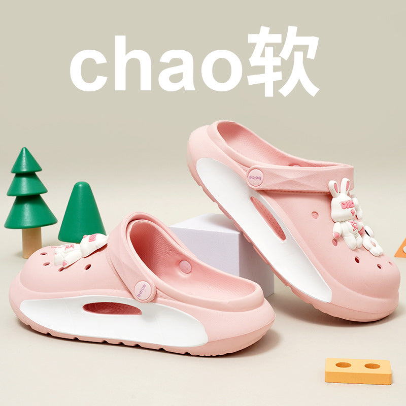 Wholesale  New Style Hole Shoes Women's Summer Outer Wear Soft Bottom Baotou Sandals and Slippers Women's Non-Slip Fashionable