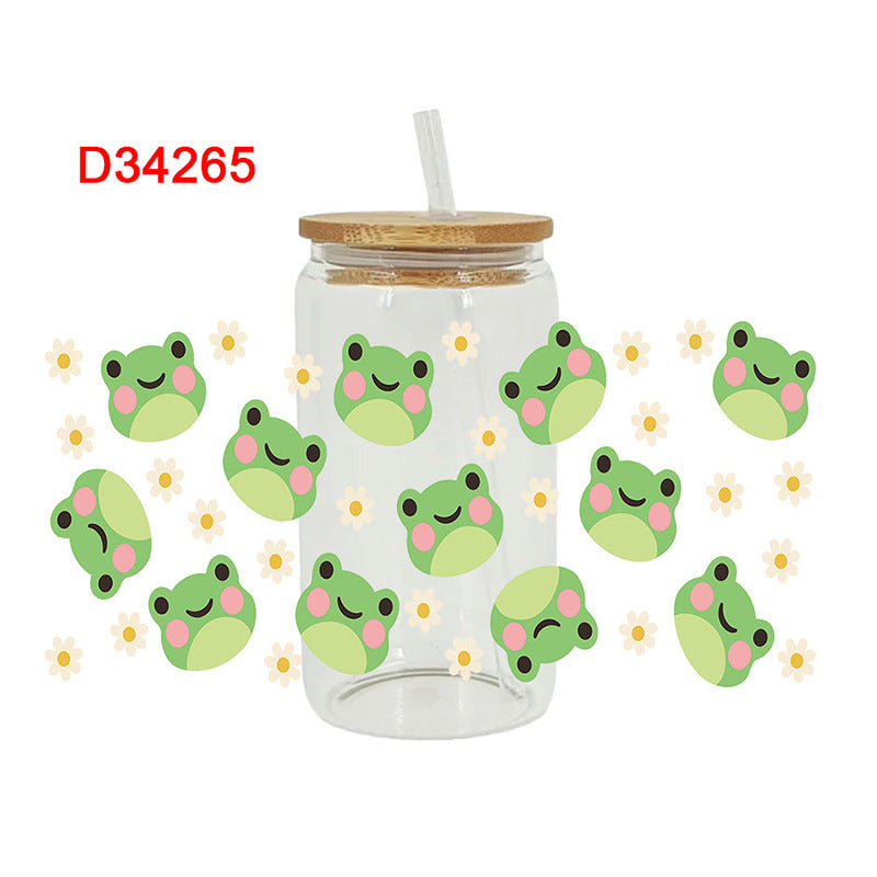 Wholesale Colorful flowers cute animals 16oz Cup UV DTF Wraps