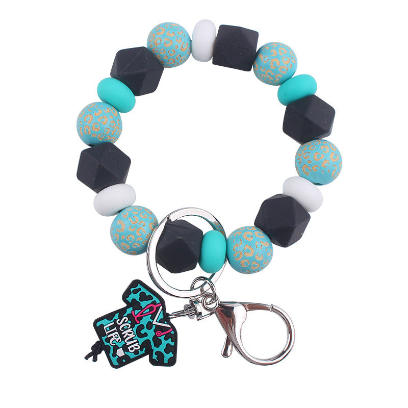 Wholesale Cartoon Nurse Uniform Silicone Beaded Wrist Keychain