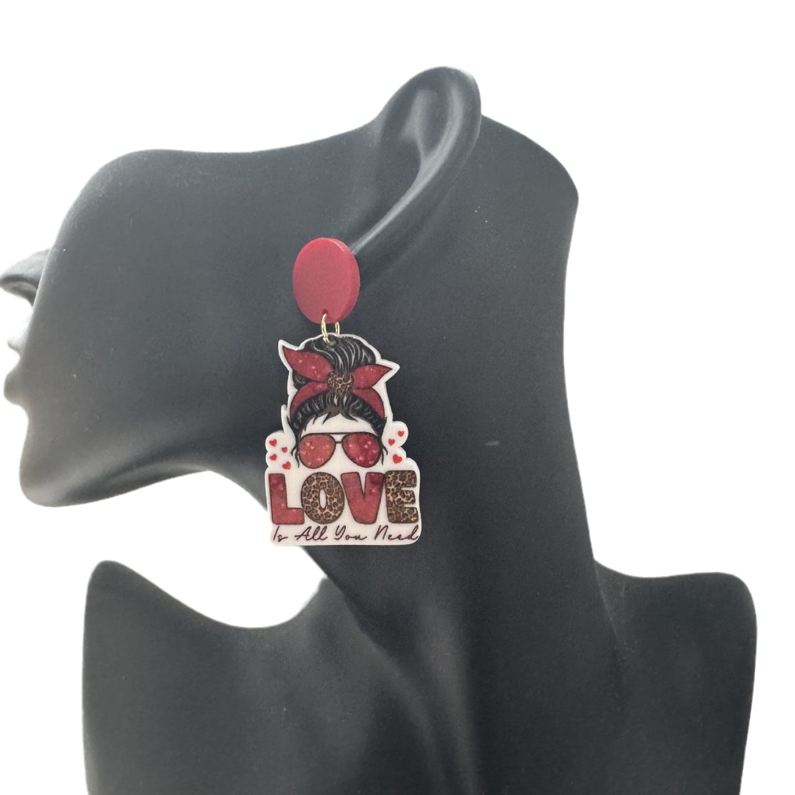 Wholesale Valentine' s Day Double layered Love Acrylic Earrings