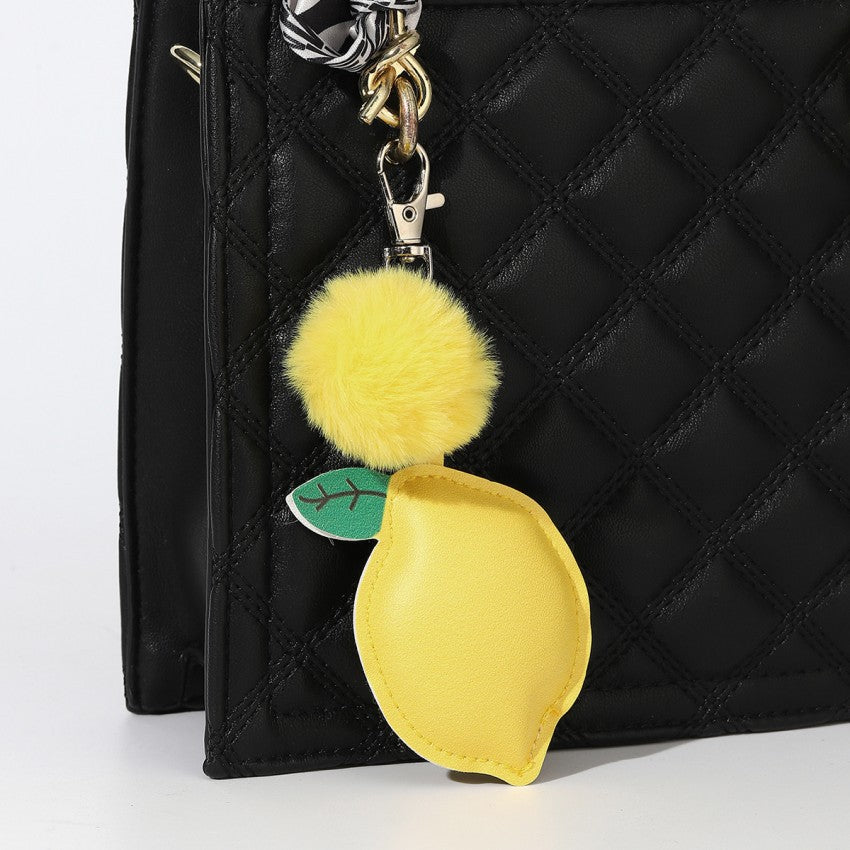Wholesale Cotton Filled Leather Fruit Keychain
