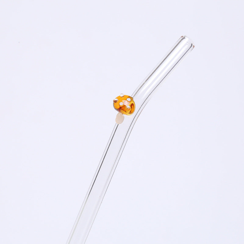 Wholesale Creative Colored Mushroom Glass High Borosilicate Glass Straws