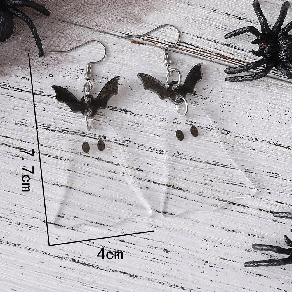 Wholesale  Halloween Bat Ghost Splicing Pendant Earrings Acrylic Double-Sided Earrings Halloween Earrings