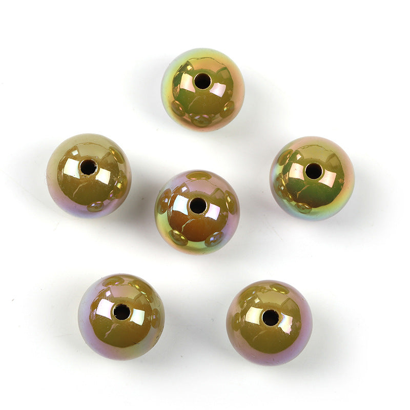 Wholesale 100pcs UV color plated solid color round beads 16mm acrylic beads