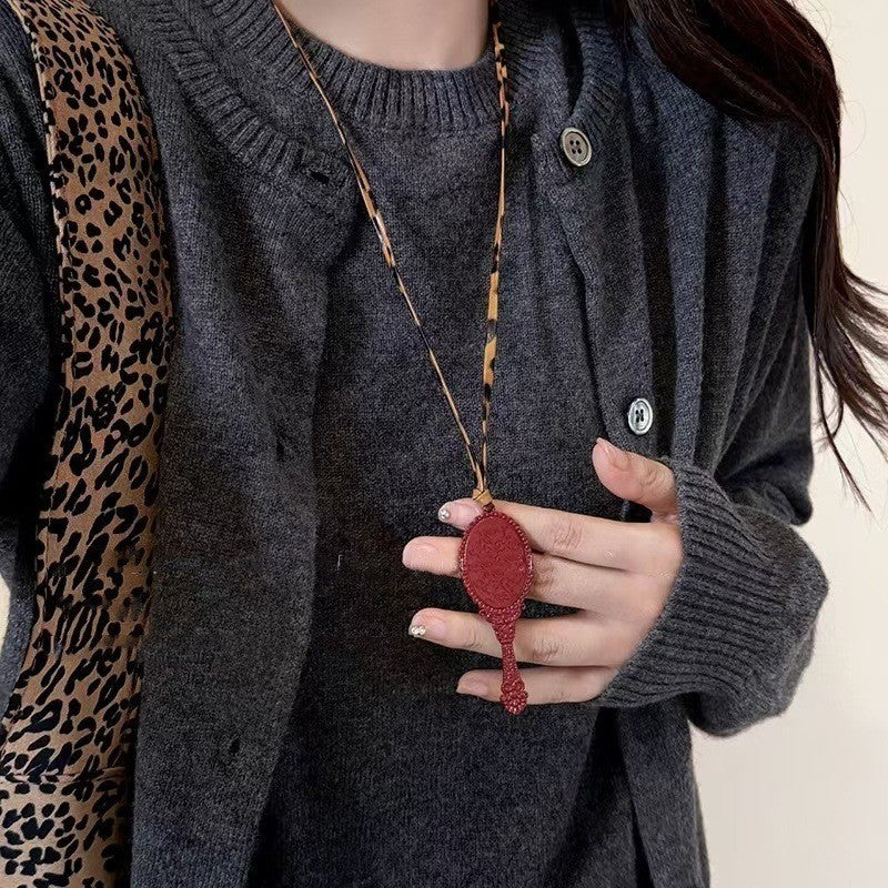 Wholesale Red hollow flower heart-shaped necklace