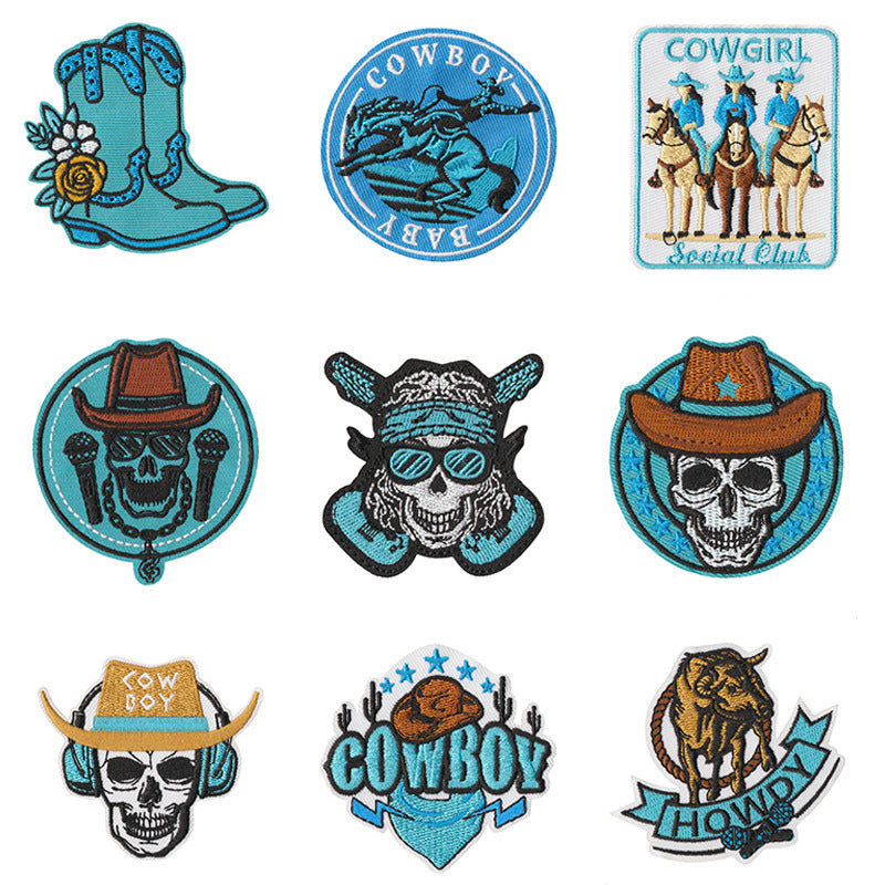 Wholesale Embroidered Western Cowboy Patch Set Of 9 Chic Clothing And Cap Decorative Accent DIY Craft Fashion Accessory For Boutique Resale