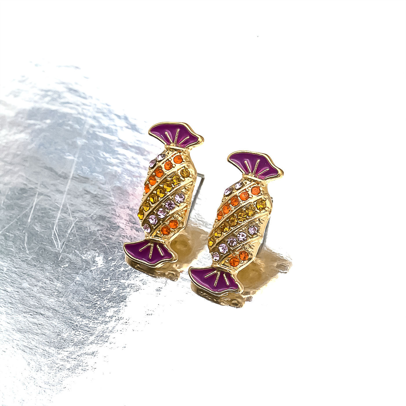 Wholesale   Web Pumpkin Stud Earrings Trendy Rhinestone Cartoon Jewelry Accessory For Party Gift