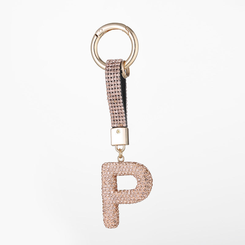 Wholesale Pottery Clay Water Diamond Alloy Dot Diamond Letter Keychain