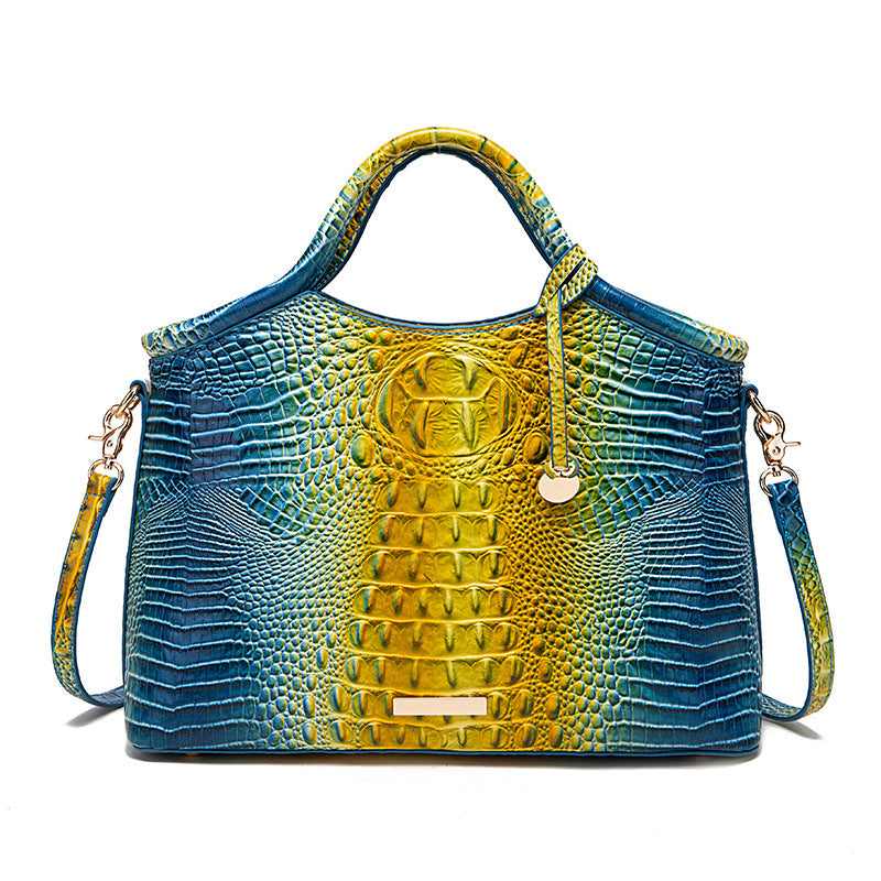 Wholesale PU Hand-held Crossbody Retro Multi-color Three-dimensional Concave and Convex Crocodile Pattern Shoulder Bag