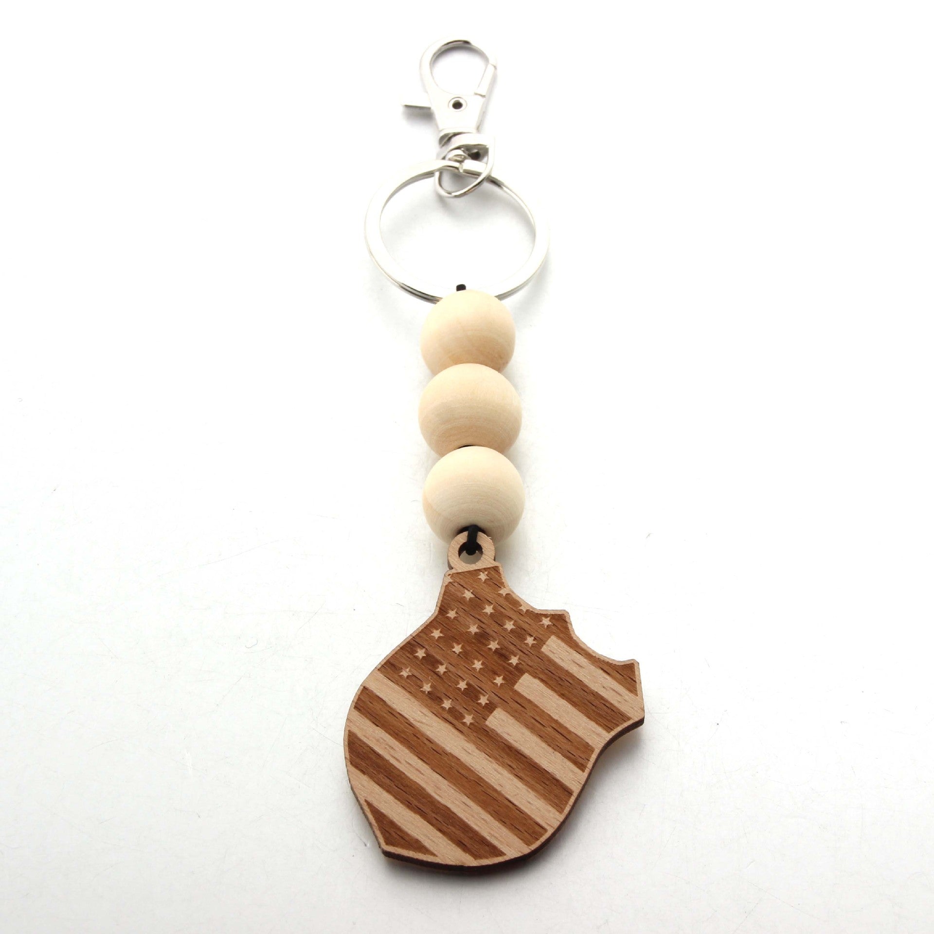 Wholesale Letter Bull Head Wooden Beads Wooden Tag Keychain