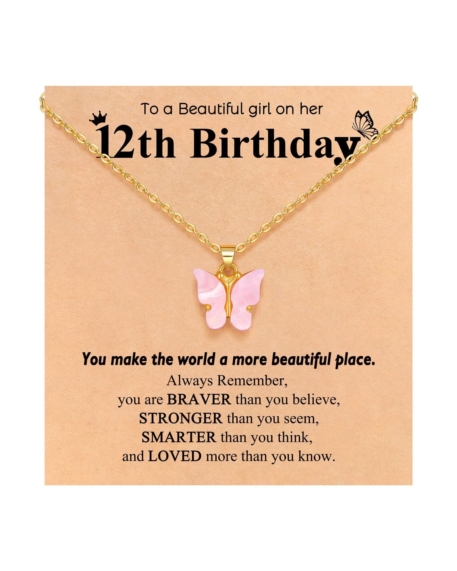Wholesale Stainless Steel Pink Butterfly Pendant Necklace Fashion Jewelry Gift For Daughter Granddaughter