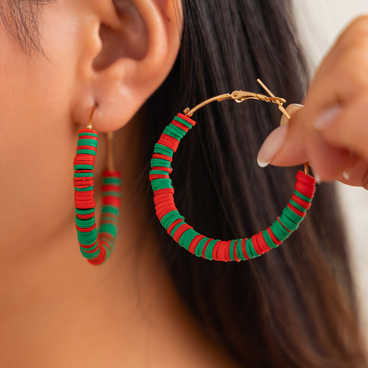 Wholesale Christmas contrasting  Hoop Earrings