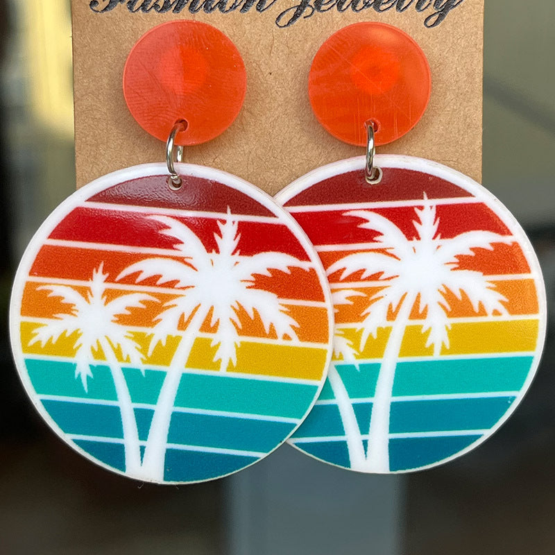 Wholesale 2pcs Hello Summer Beach Scenery Holiday Acrylic Earrings