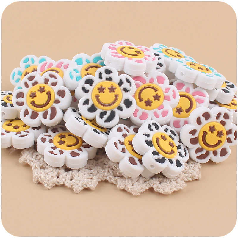 Wholesale Cartoon Flower Smiley Teether Creative DIY Focal Beads