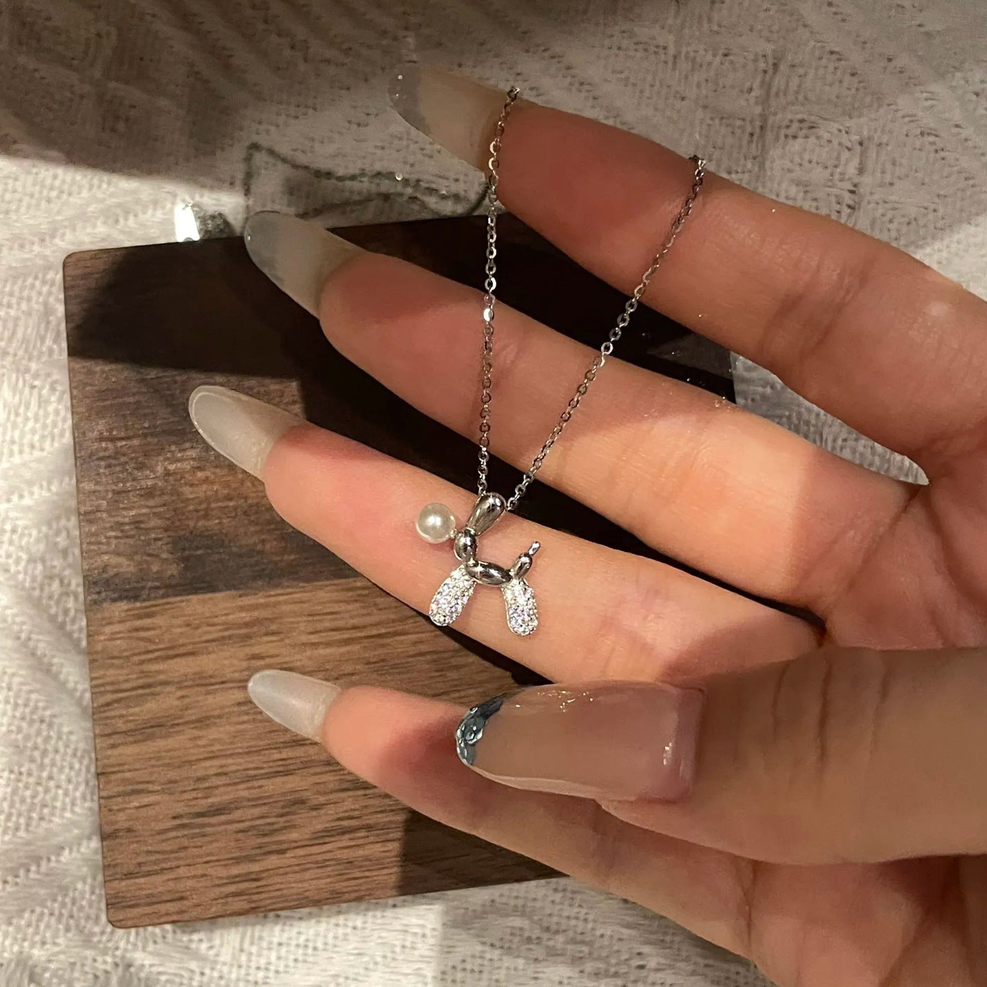 Wholesale Silver skirt with hollowed out umbrella skirt Titanium Steel Necklace