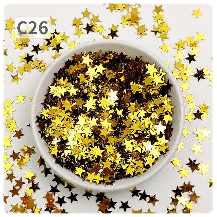 Wholesale DIY oil painting sequins starry sky scattering five-pointed star gold light flat non-porous sheet