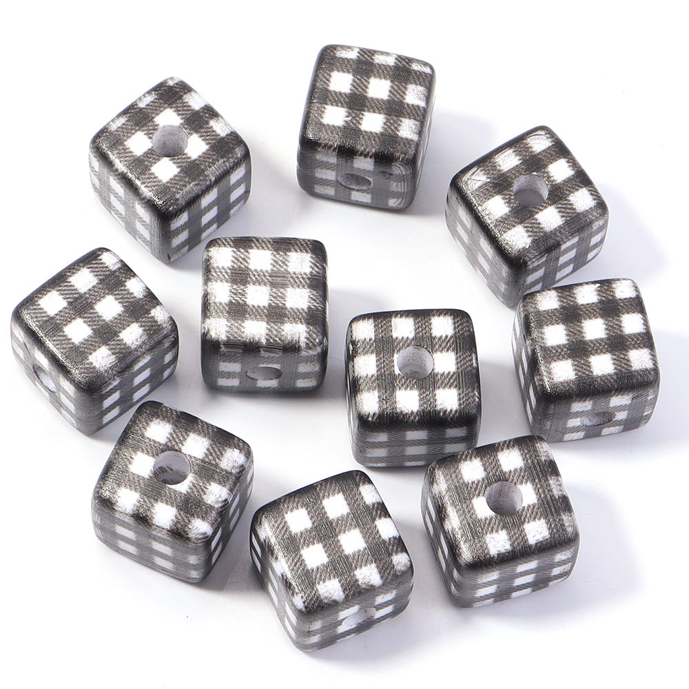 Wholesale 10pcs Printed Square Starry Sky Acrylic Beads