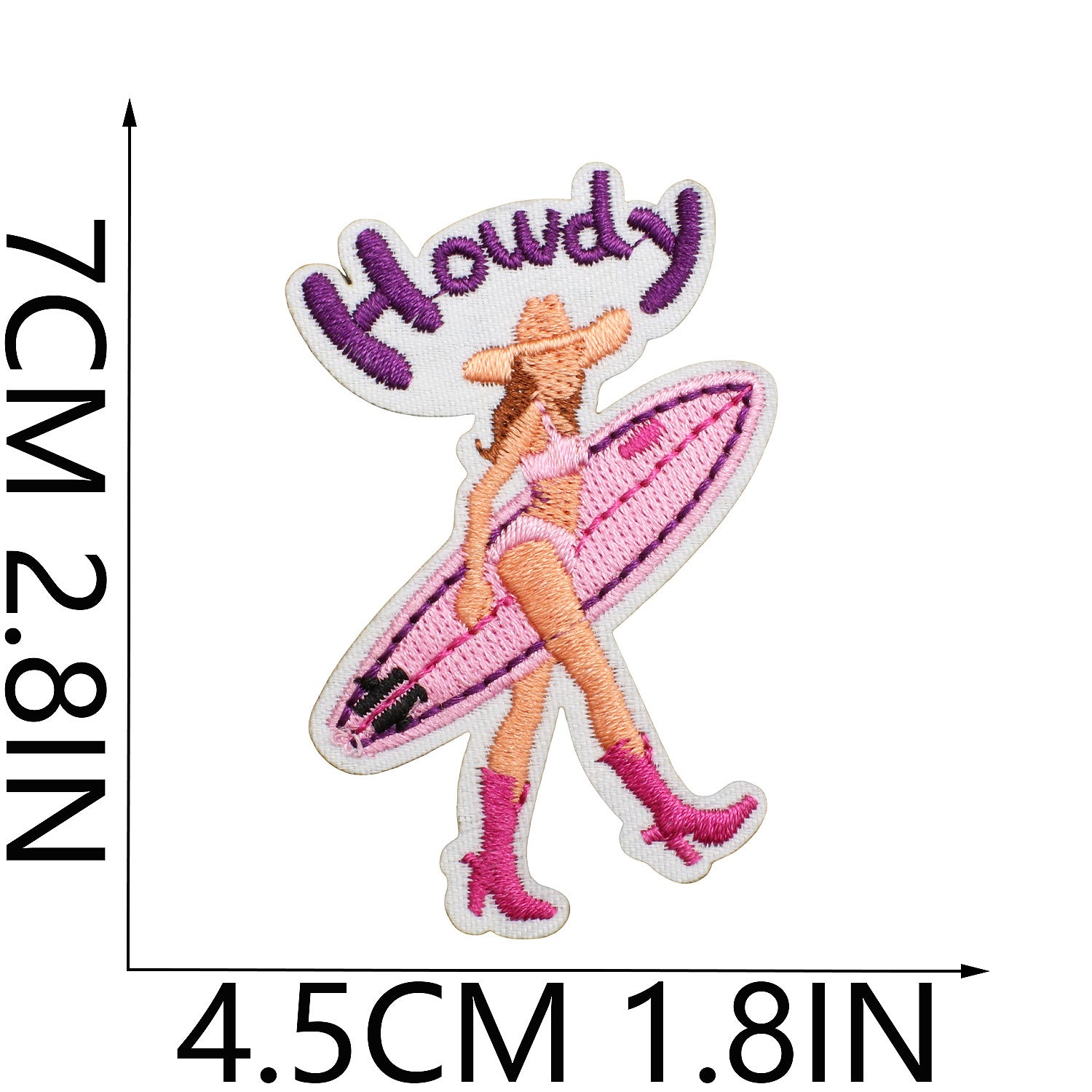 Wholesale Pink Surf Girl Embroidered Patch With Turtle Shell Bow Shark Decorative Fashion Accessory For Clothing DIY Craft Boutique Resale