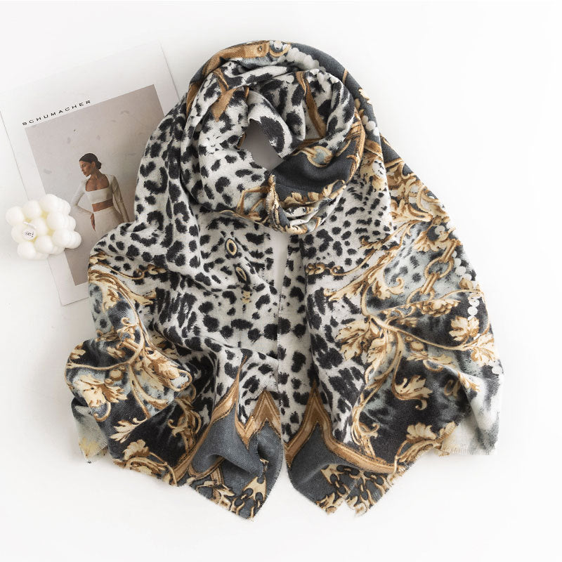 Wholesale Leopard Print Soft and Warm Cashmere Printed Scarf