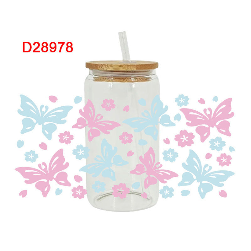 Wholesale Colorful Cartoon Butterfly 16oz Cup UV DTF Wraps